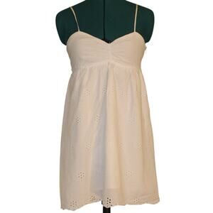 Love Tree White Eyelet Mini Dress Spaghetti Strap Cotton Lined Women's Size S